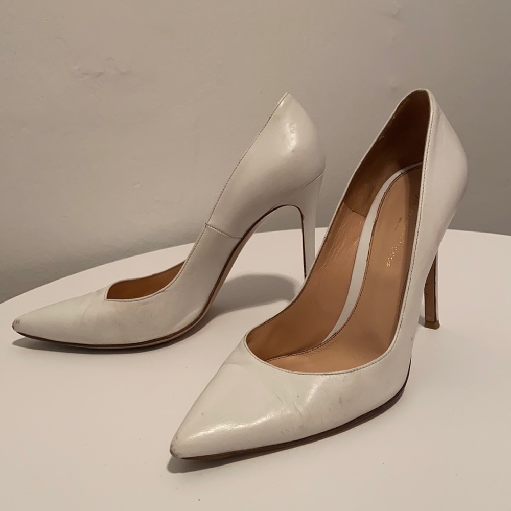 White 3 3/4” Gianvito Rossi pumps